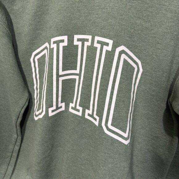 Gildan Ohio Sweatshirt Womens S Green Crewneck College Pullover Minimalist - Picture 2 of 7